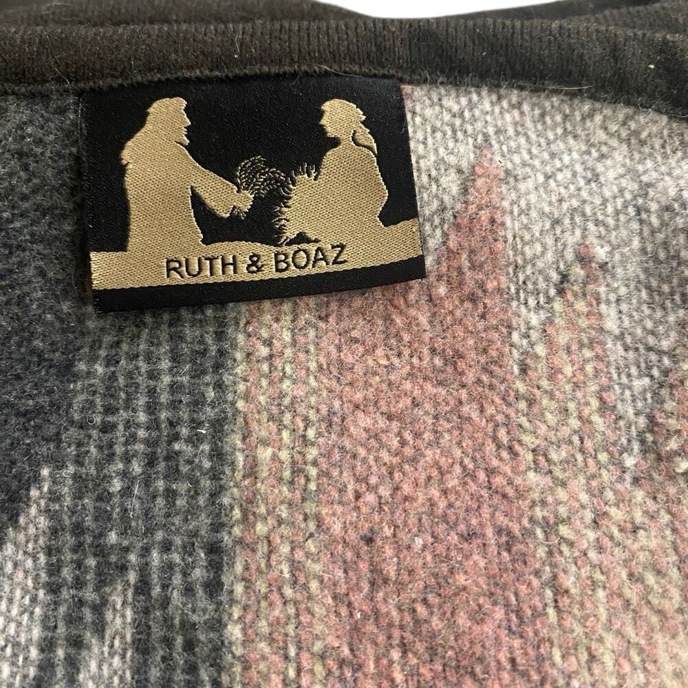 Ruth & Boaz wool blend blanket Aztec boho pink gray throw blanket